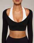 Pilates Crop Top Halter Top - Long Sleeve-SUUKSESS-SUUKSESS