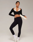 Pilates Crop Top Halter Top - Long Sleeve-SUUKSESS-SUUKSESS