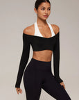 Pilates Crop Top Halter Top - Long Sleeve-SUUKSESS-SUUKSESS