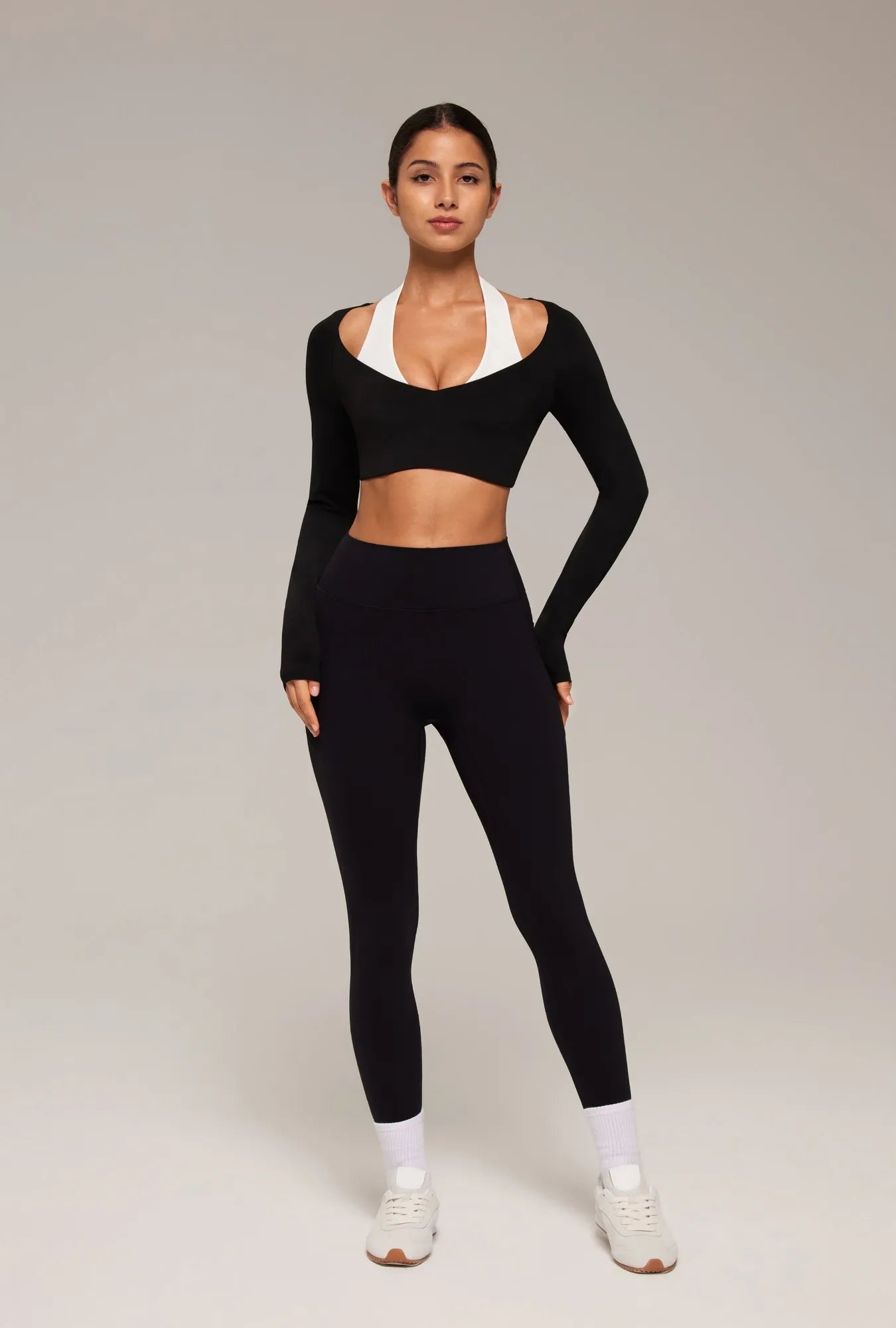 Pilates Crop Top Halter Top - Long Sleeve-SUUKSESS-SUUKSESS