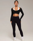 Pilates Crop Top Halter Top - Long Sleeve-SUUKSESS-SUUKSESS