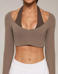 Pilates Crop Top Halter Top - Long Sleeve-SUUKSESS-SUUKSESS