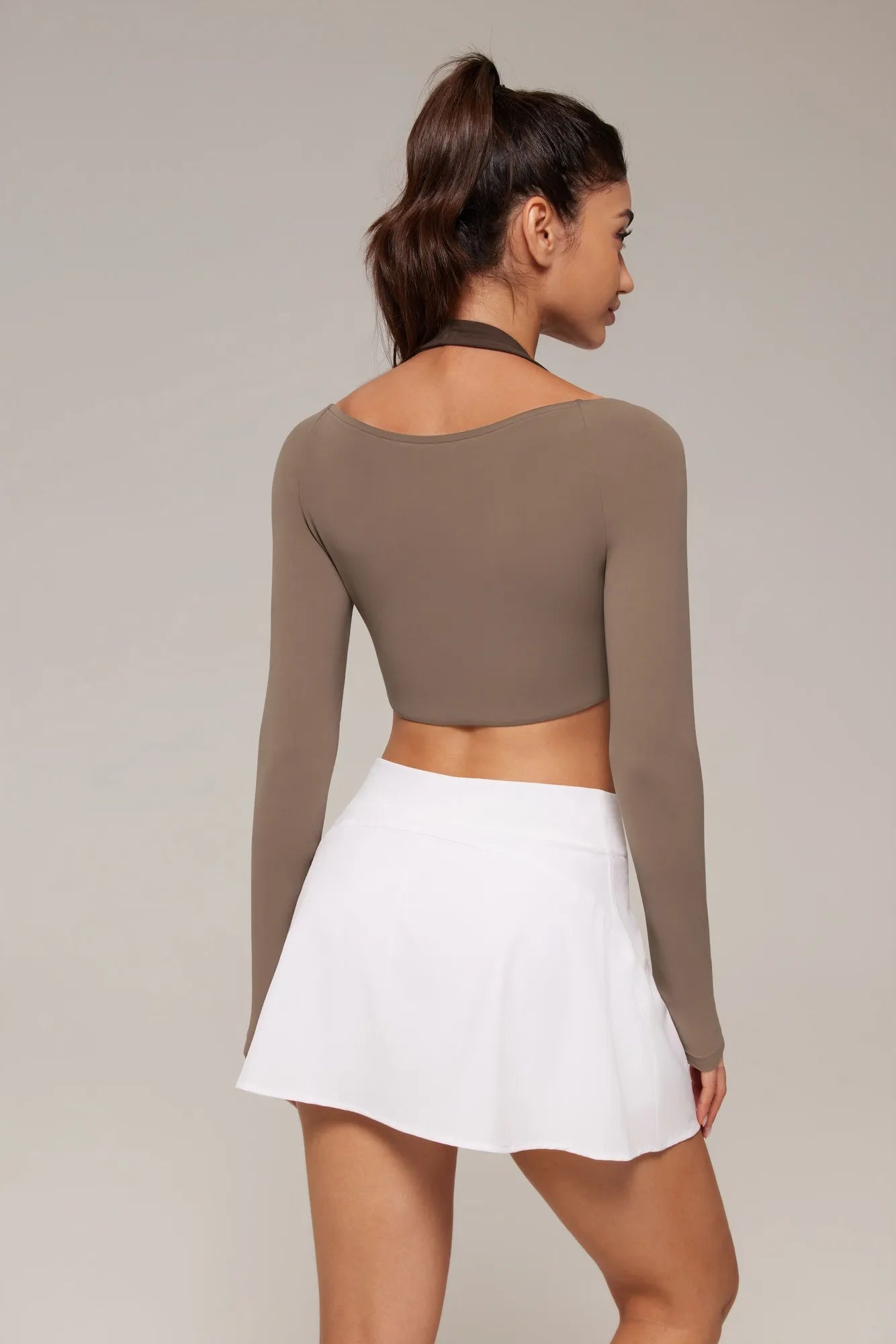 Pilates Crop Top Halter Top - Long Sleeve-SUUKSESS-SUUKSESS