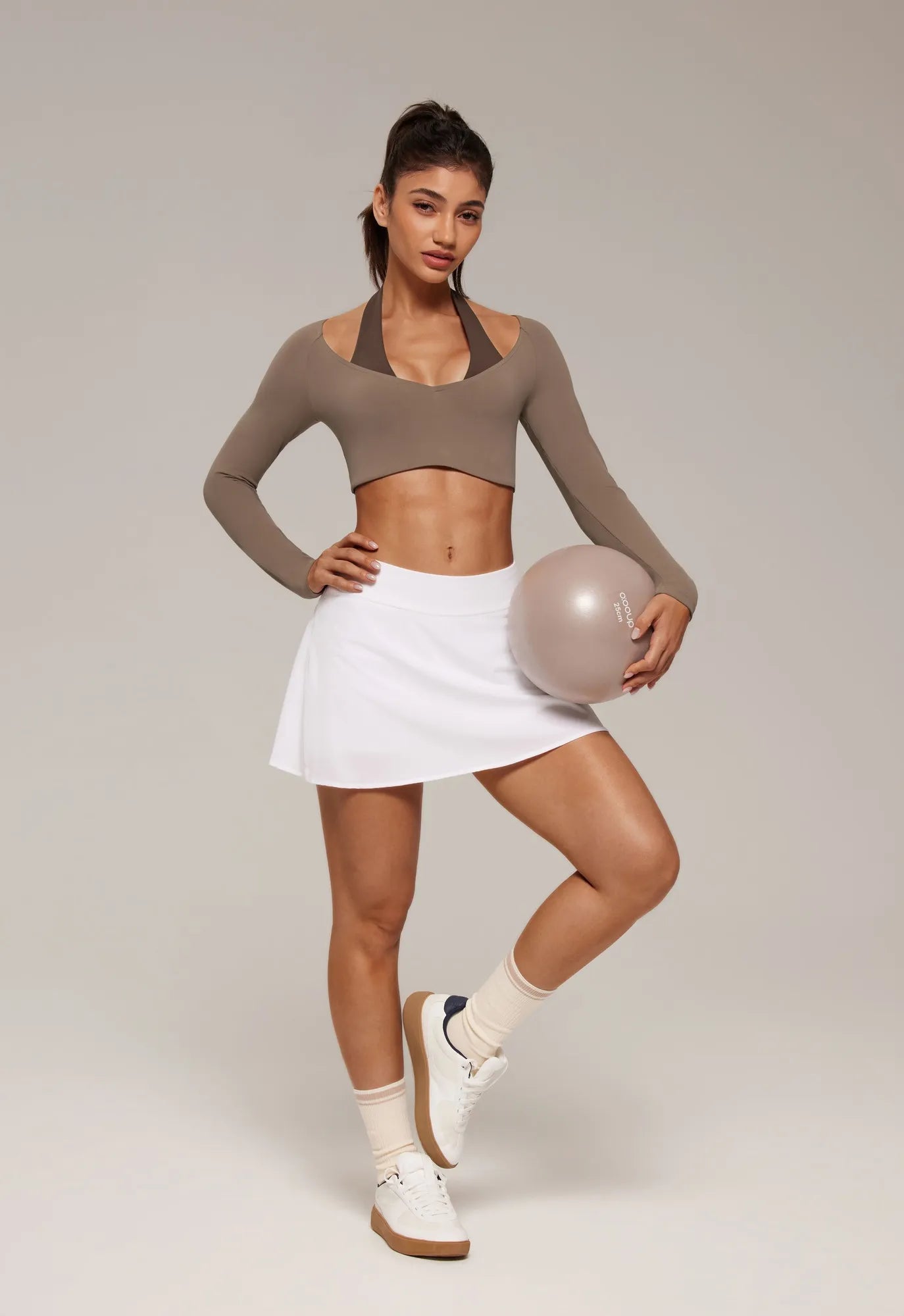 Pilates Crop Top Halter Top - Long Sleeve-SUUKSESS-SUUKSESS