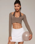 Pilates Crop Top Halter Top - Long Sleeve-SUUKSESS-SUUKSESS
