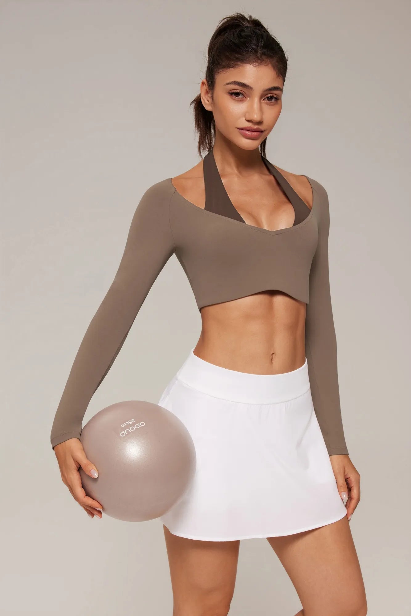 Pilates Crop Top Halter Top - Long Sleeve-SUUKSESS-SUUKSESS