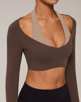 Pilates Crop Top Halter Top - Long Sleeve-SUUKSESS-SUUKSESS