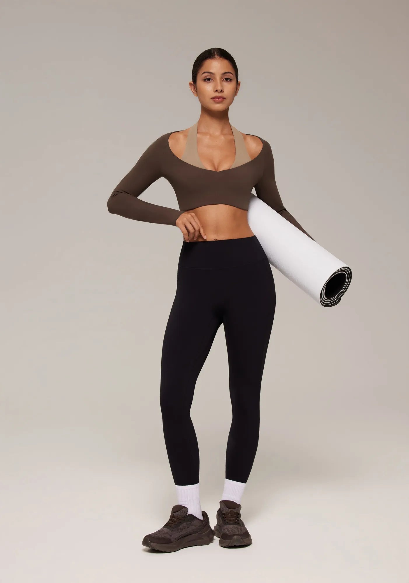 Pilates Crop Top Halter Top - Long Sleeve-SUUKSESS-SUUKSESS
