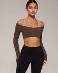Pilates Crop Top Halter Top - Long Sleeve-SUUKSESS-SUUKSESS