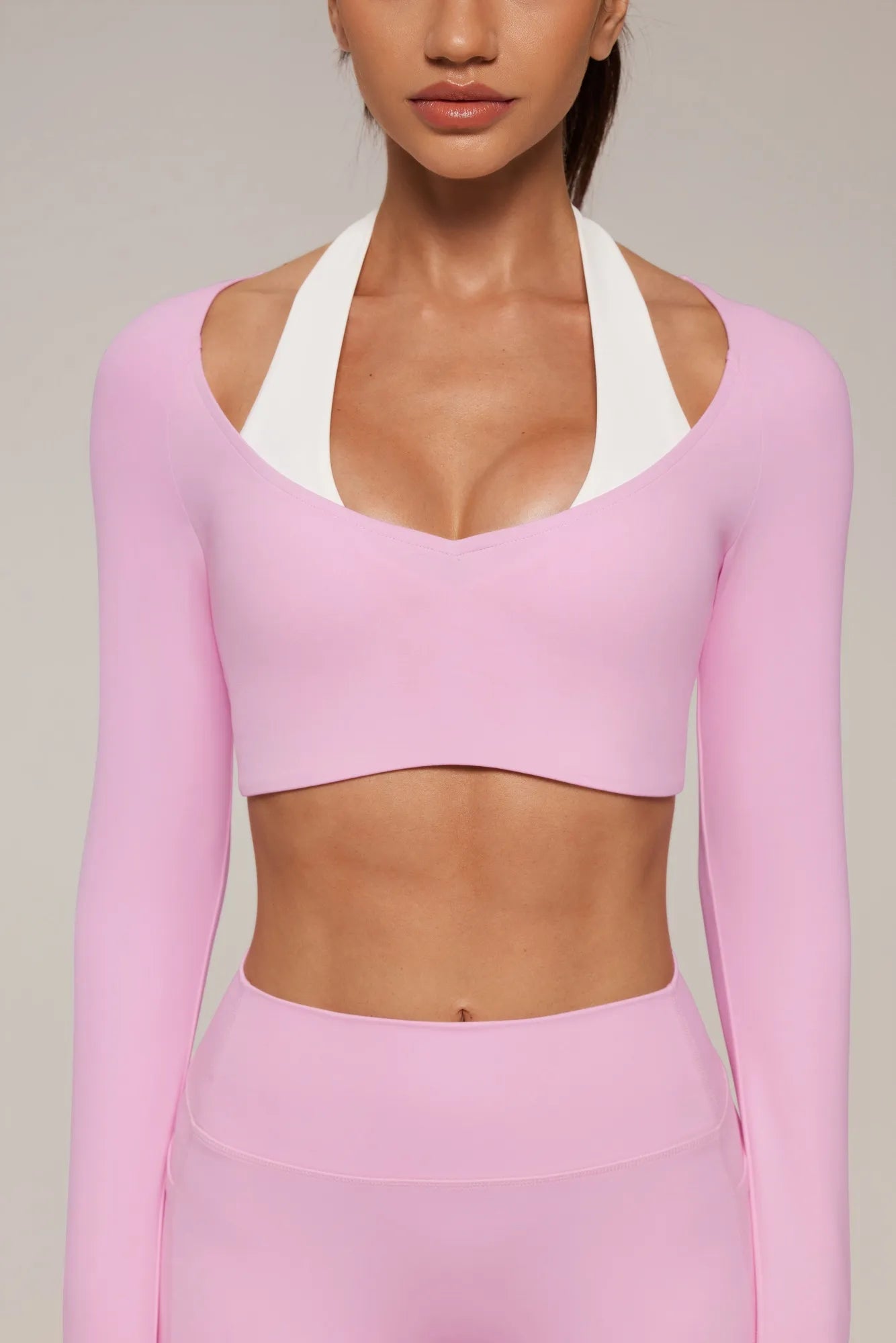 Pilates Crop Top Halter Top - Long Sleeve-SUUKSESS-SUUKSESS