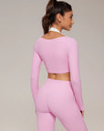 Pilates Crop Top Halter Top - Long Sleeve-SUUKSESS-SUUKSESS