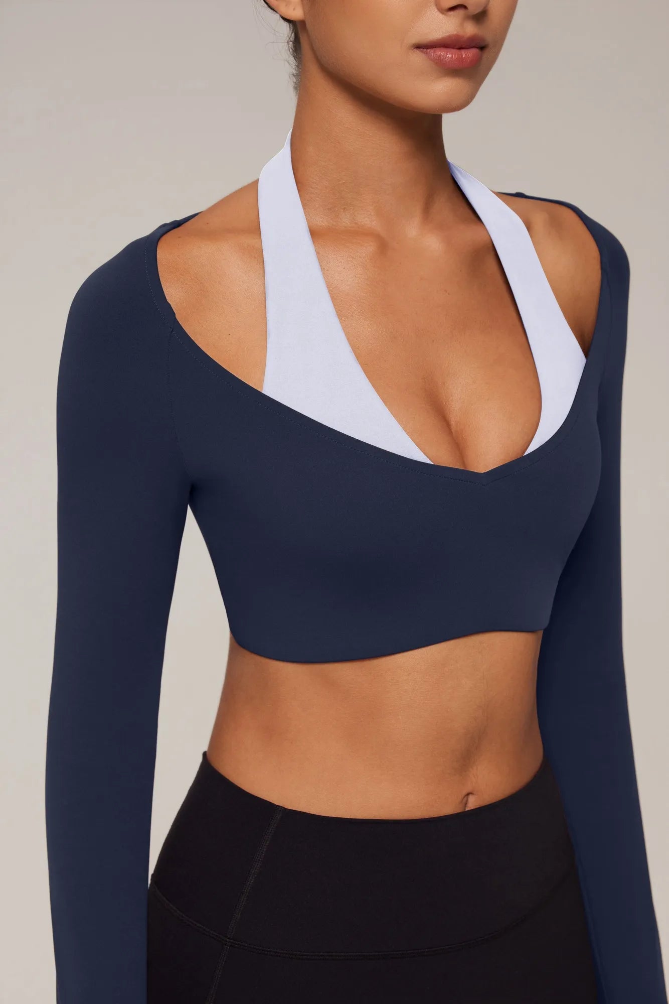 Pilates Crop Top Halter Top - Long Sleeve-SUUKSESS-SUUKSESS