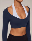 Pilates Crop Top Halter Top - Long Sleeve-SUUKSESS-SUUKSESS