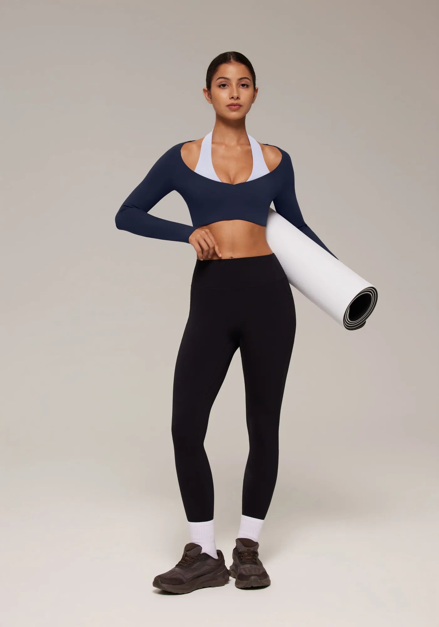 Pilates Crop Top Halter Top - Long Sleeve-SUUKSESS-SUUKSESS
