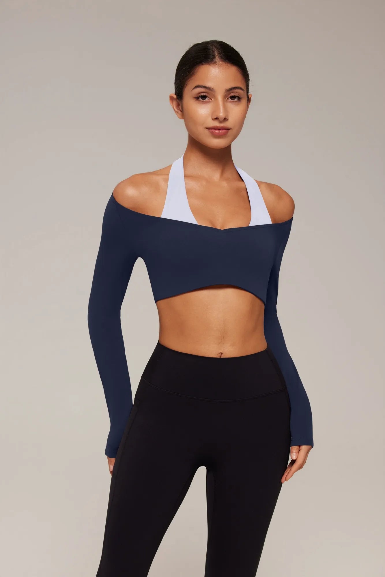 Pilates Crop Top Halter Top - Long Sleeve-SUUKSESS-SUUKSESS