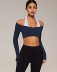 Pilates Crop Top Halter Top - Long Sleeve-SUUKSESS-SUUKSESS