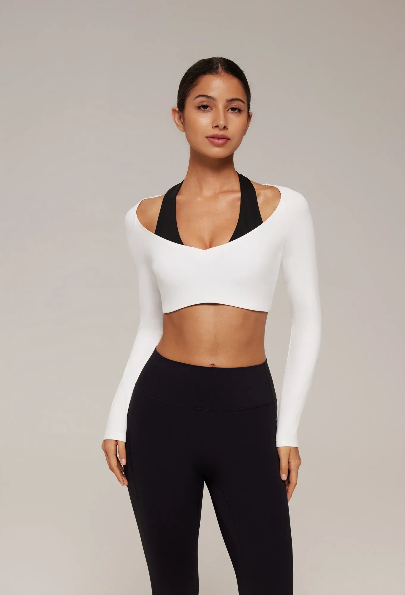 Pilates Crop Top Halter Top - Long Sleeve-SUUKSESS-SUUKSESS