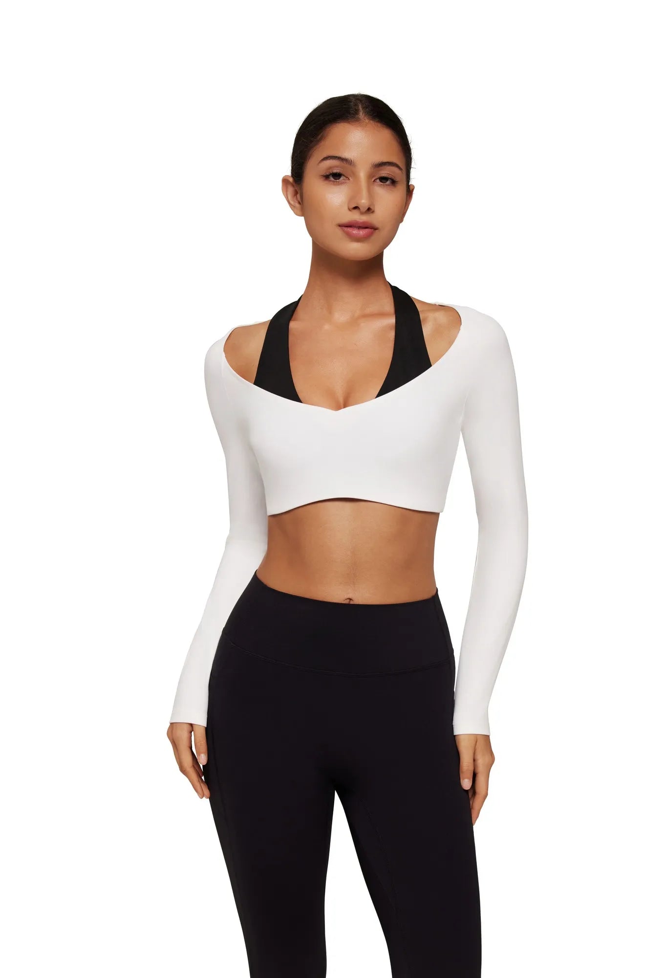 Pilates Crop Top Halter Top - Long Sleeve-SUUKSESS-SUUKSESS