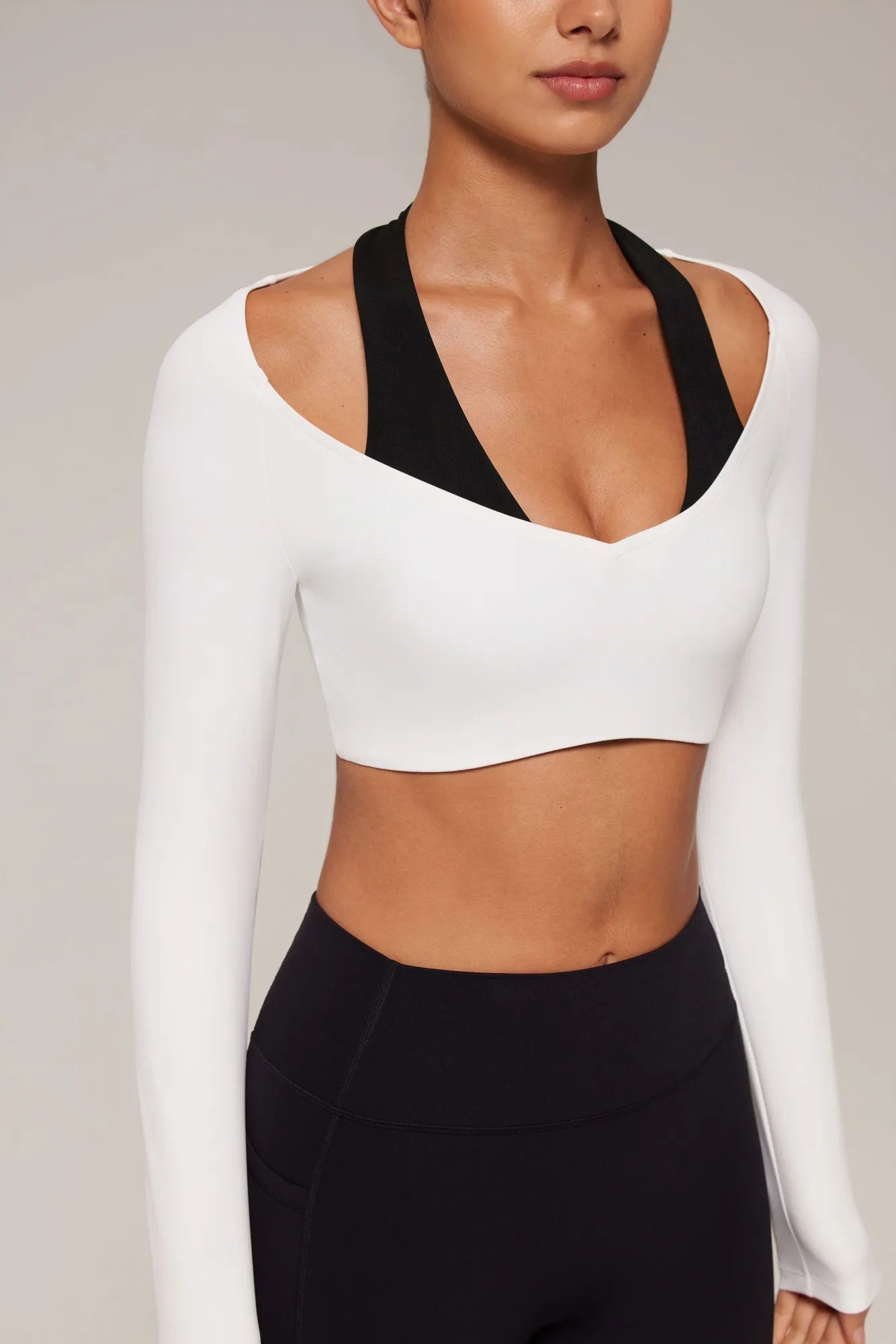 Pilates Crop Top Halter Top - Long Sleeve-SUUKSESS-SUUKSESS