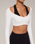 Pilates Crop Top Halter Top - Long Sleeve-SUUKSESS-SUUKSESS