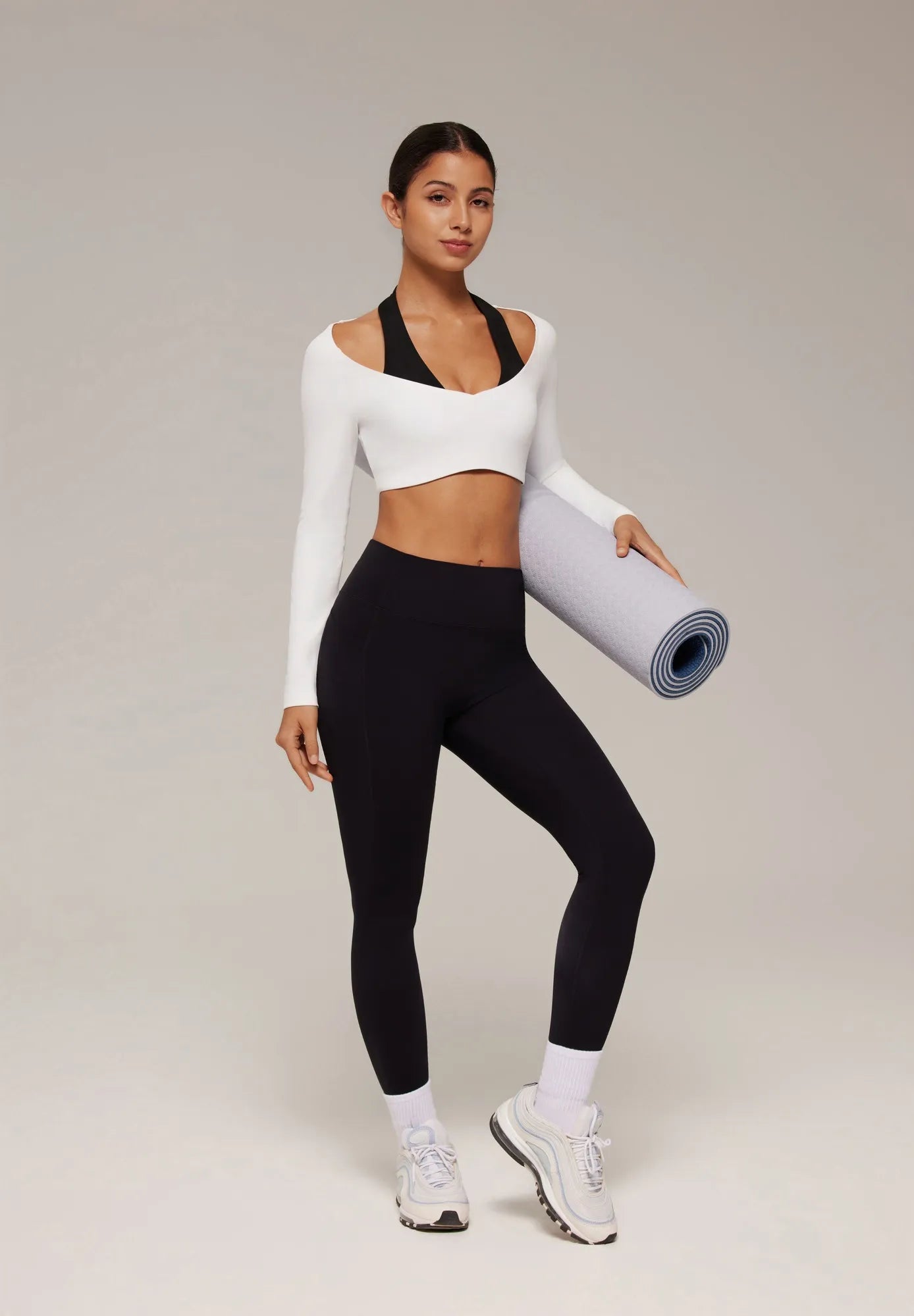 Pilates Crop Top Halter Top - Long Sleeve-SUUKSESS-SUUKSESS