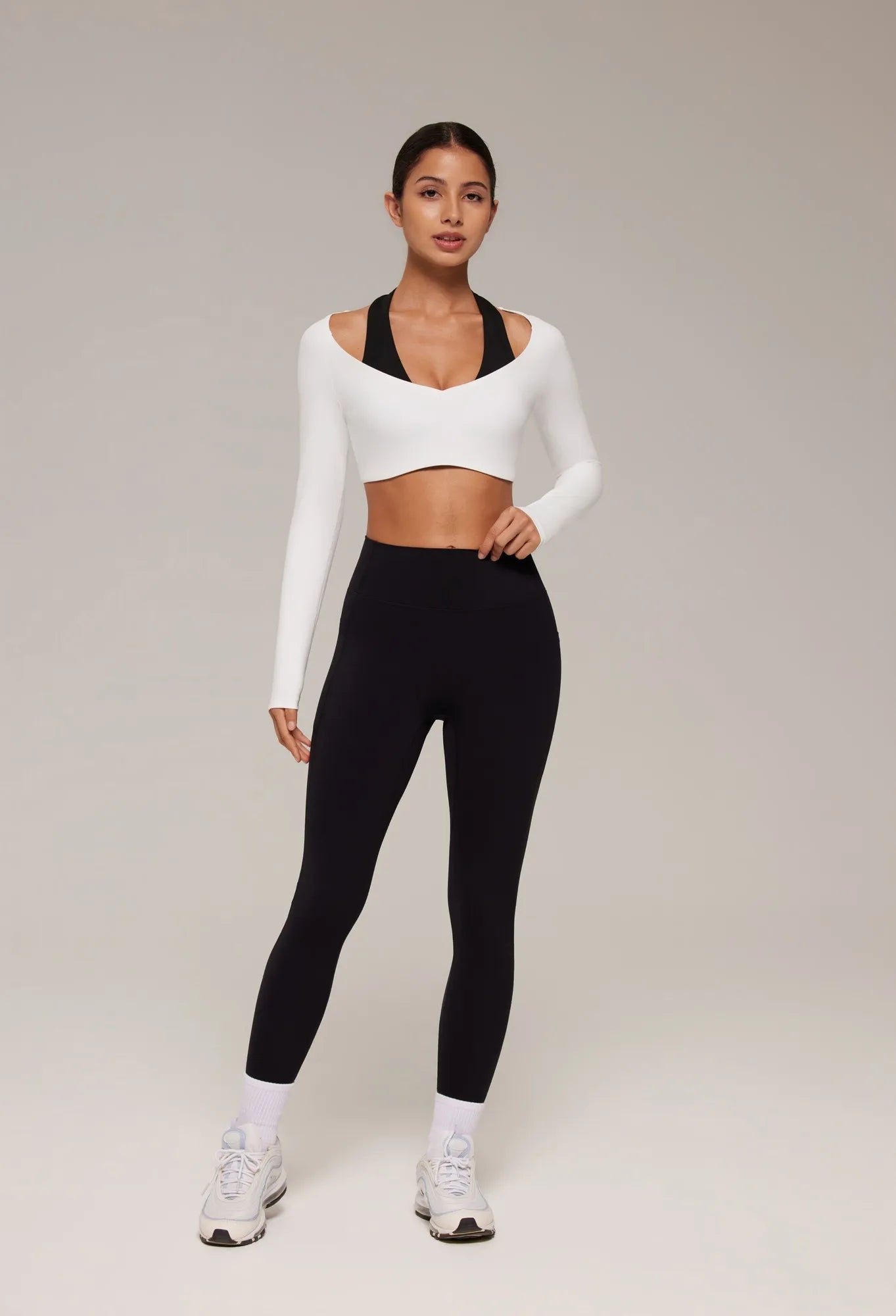 Pilates Crop Top Halter Top - Long Sleeve-SUUKSESS-SUUKSESS