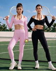 Pilates Crop Top Halter Top - Long Sleeve-SUUKSESS-SUUKSESS