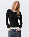 Layered Crew Neck Fitted Shirt - Long Sleeve