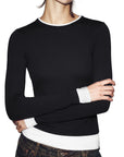 Layered Crew Neck Fitted Shirt - Long Sleeve