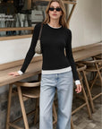 Layered Crew Neck Fitted Shirt - Long Sleeve