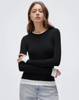 Layered Crew Neck Fitted Shirt - Long Sleeve