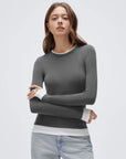 Layered Crew Neck Fitted Shirt - Long Sleeve