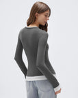 Layered Crew Neck Fitted Shirt - Long Sleeve