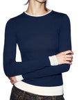 Layered Crew Neck Fitted Shirt - Long Sleeve