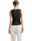 Button Style Cotton Ribbed Sleeveless Top-SUUKSESS-SUUKSESS