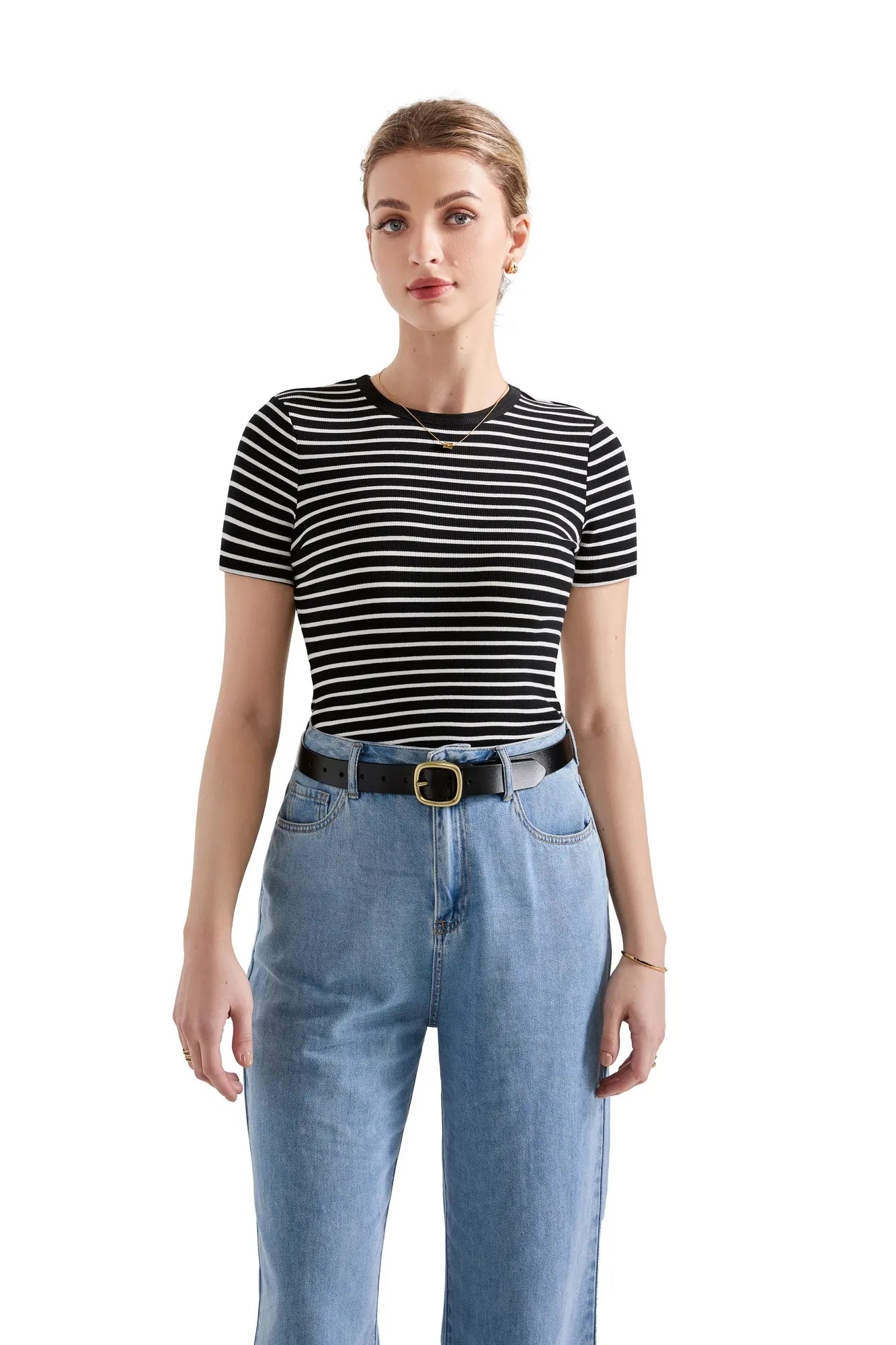 Ribbed Stripe Shirt-SUUKSESS-Black Stripe-S-SUUKSESS