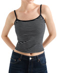 Cotton Ribbed Stripe Cami Tank Top-SUUKSESS-SUUKSESS