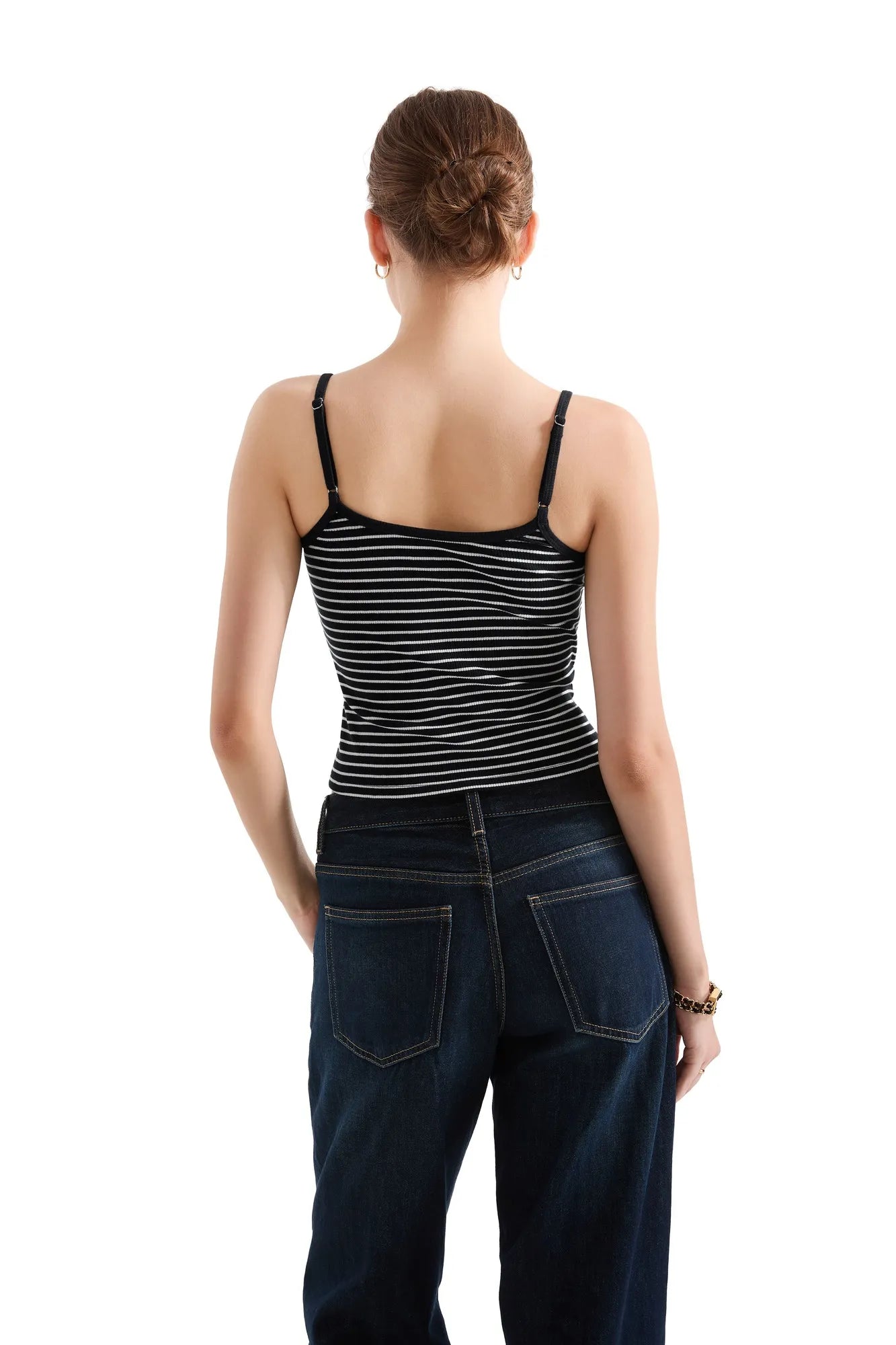 Cotton Ribbed Stripe Cami Tank Top-SUUKSESS-SUUKSESS