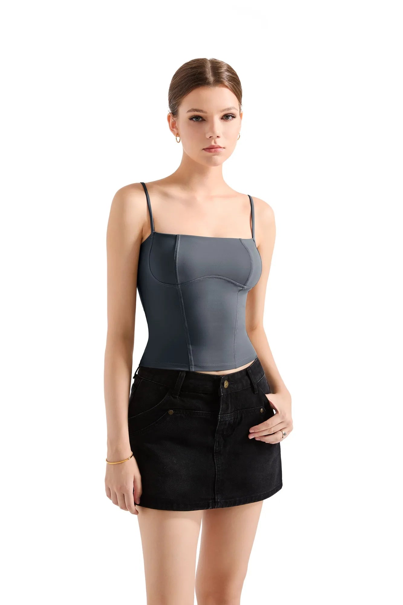 Corset Cami Tank Top-SUUKSESS-Slate Grey-XS-SUUKSESS