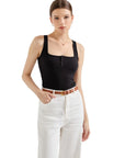 Ribbed Button Square Neck Tank Top-SUUKSESS-SUUKSESS