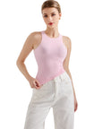 Buttery Soft High Neck Tank Top-Clothing-SUUKSESS-Pink-XS-SUUKSESS