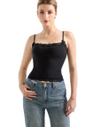 Buttery Soft Cami Lace Tank Top-Clothing-SUUKSESS-Black-XS-SUUKSESS