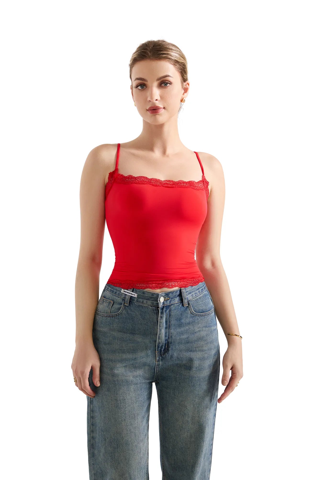 Buttery Soft Cami Lace Tank Top-Clothing-SUUKSESS-Red-XS-SUUKSESS