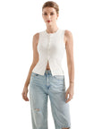 Button Style Cotton Ribbed Sleeveless Top-SUUKSESS-SUUKSESS