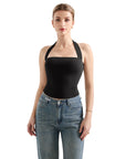 Buttery Soft Square Neck Halter Tank Top-SUUKSESS-Black-XS-SUUKSESS