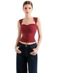 Buttery Soft Heart Neck Tank Top-SUUKSESS-Wine-XS-SUUKSESS