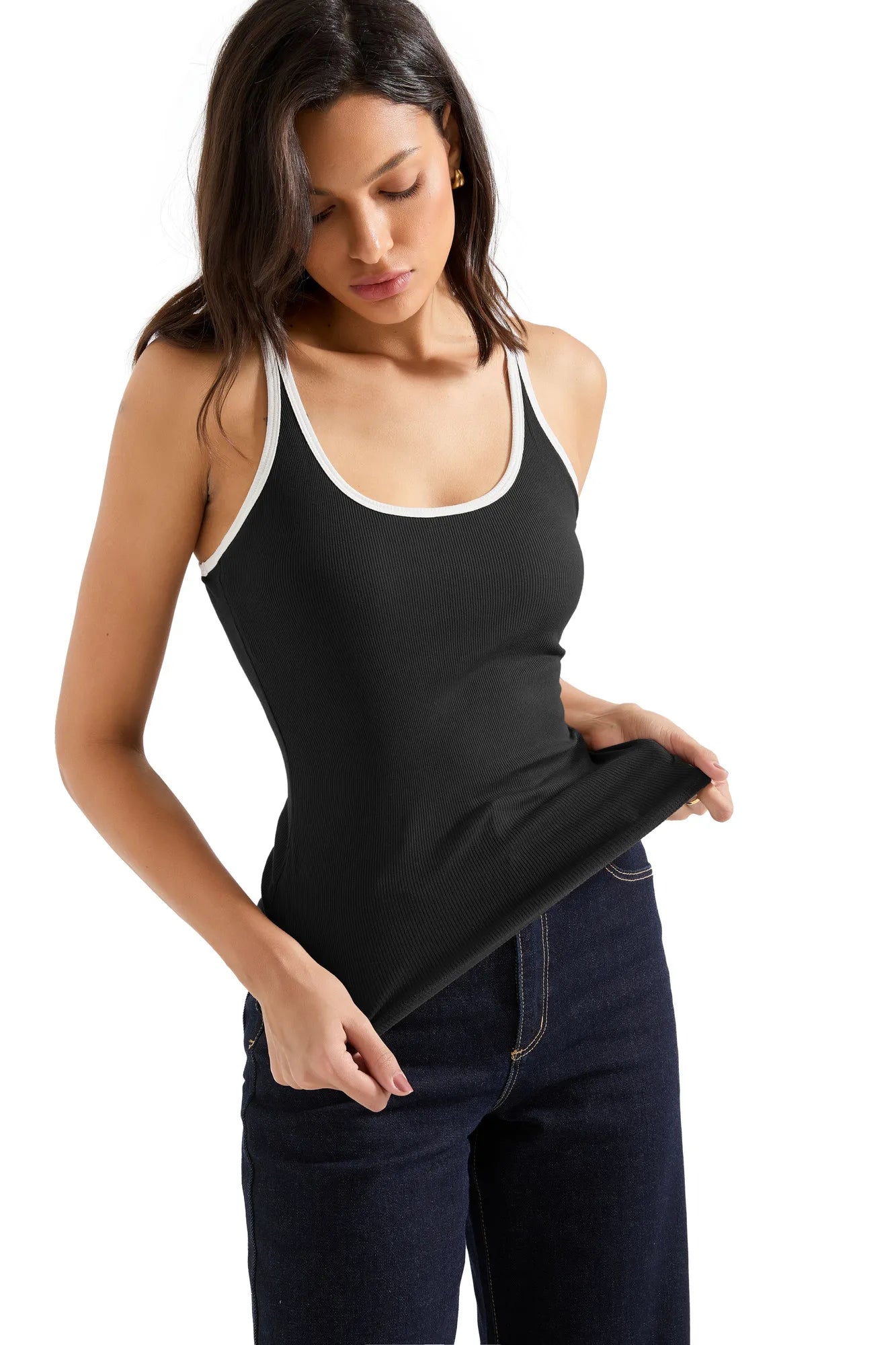 Ribbed U Neck Tank Top-Clothing-SUUKSESS-SUUKSESS