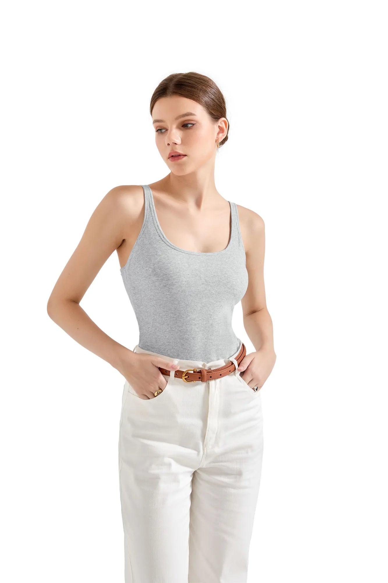 Ribbed U Neck Tank Top-Clothing-SUUKSESS-SUUKSESS