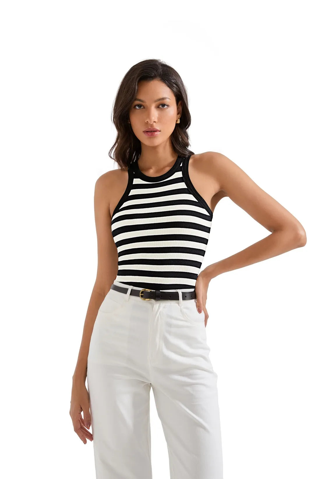 Cotton Ribbed Crew Neck Tank Top