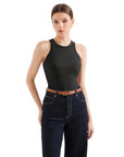 Cotton Ribbed Crew Neck Tank Top